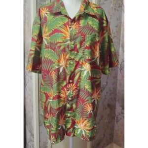 HABAND, Men’s Hawaiian Tropical Design Shirt, Button up Short Sleeve, Collar, L,